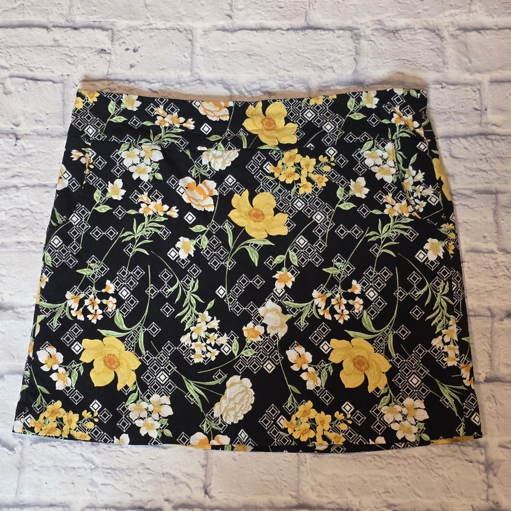 Zac & Rachel Yellow and White Floral Pencil Mini Skirt